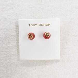Tory Burch Kira Pearl Stud Earrings Red OS